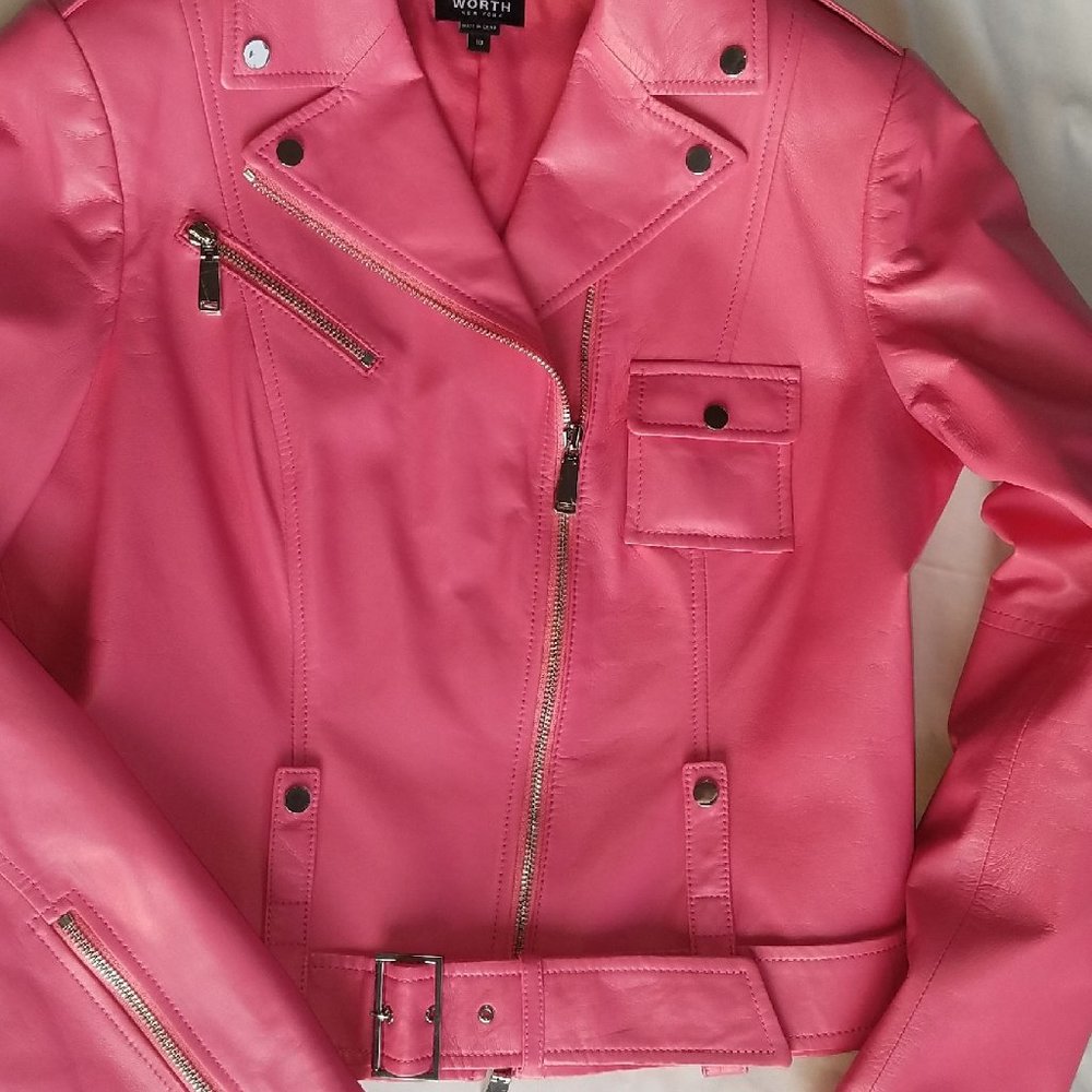 NWT Worth New York Genuine Leather Biker Jacket